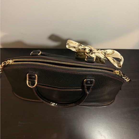 Coach Black Satchel with Cream Scarf Accent - Picture 7 of 9